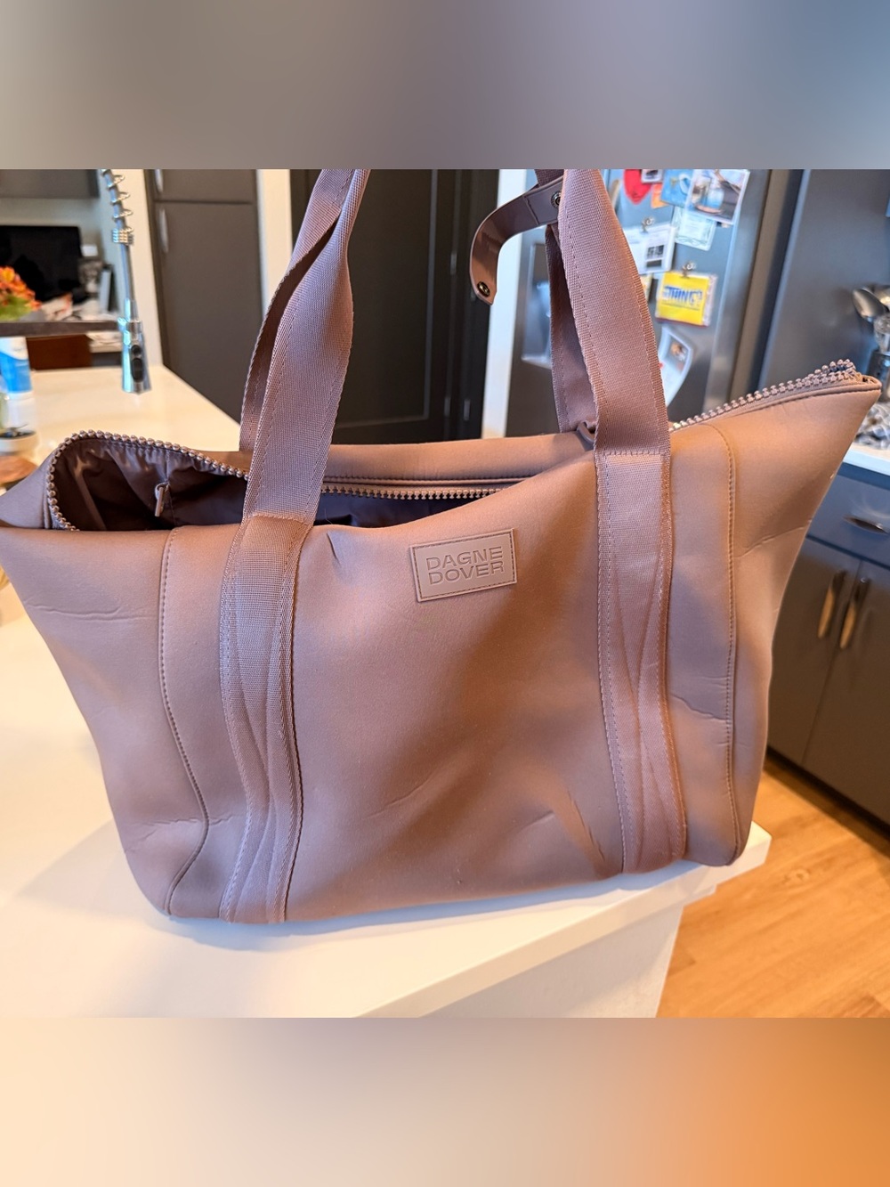 Dagne Dover Landon Carryall in Dune and Hunter Toiletry bag in Dune